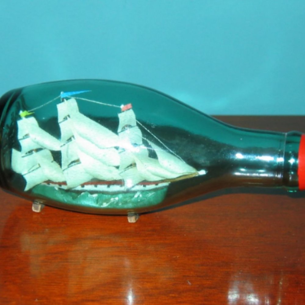Vintage PERRIER Ship in a Bottle from Perrier's England Export Campaign